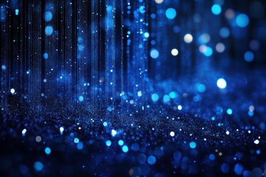 Blue sequin background featuring holiday themed abstract glitter with sparkling lights Brightly colored fabric sequins create a defocused fashion look..