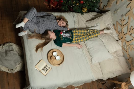 family celebration love year girl bed holiday happy positive couple gift new man tenderness fun