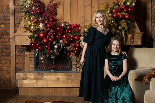 family christmas fireplace winter girl gift people child holiday woman year new xmas tree background
