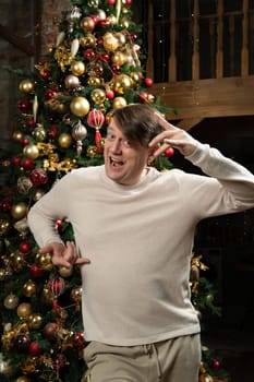 smile christmas holiday people young guy white cheerful portrait man happy eve male year new