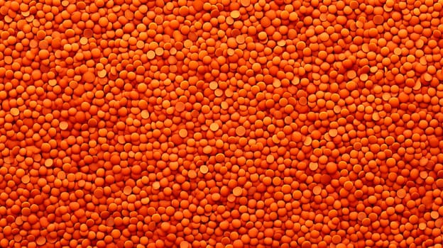 High-resolution image showcasing a dense layer of red lentils, covering the entire background. ideal for use in food-related designs, health and nutrition projects, or culinary presentations, emphasizing texture and color.