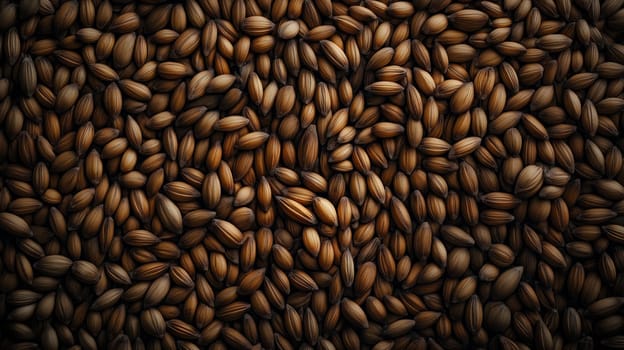Spelt grains fill the entire frame, showcasing a rich, natural texture ideal for culinary and food-related designs. the warm tones and uniform distribution create an organic and earthy background, perfect for projects emphasizing nutrition and grain-based themes.