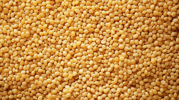 A detailed close-up of a background densely covered with raw bulgur grains. the consistent texture and rich yellow hues make it ideal for culinary projects, food packaging design, and healthy lifestyle promotions.