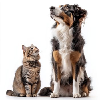 Colored image of a cat and a dog on an isolated white background. High quality photo