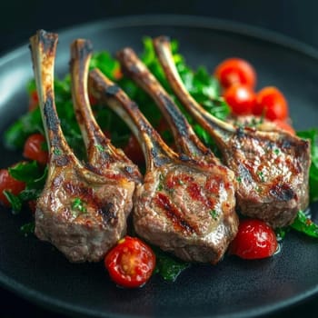 Grilled ribs on a plate. High quality photo