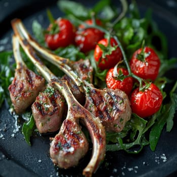Grilled ribs on a plate. High quality photo
