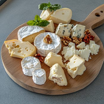 Plate with different types of cheese. High quality photo