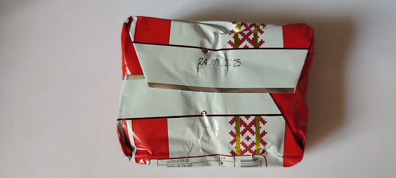 November 5 2024 Beer-Sheva city Israel, grocery store, butter in package, object Ukraine brand, Vinnitsa, food, Hebrew text. High quality photo