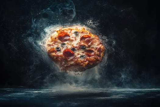 A perfectly round pizza showcasing melted cheese, vibrant toppings, and a delicious crust. Ideal for food lovers and culinary enthusiasts.