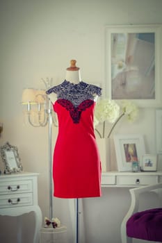 Magnificent beautiful dress fitted in mannequin, fashion and fashionable dress design for wedding and party good for fashion magazine and multimedia digital content creation
