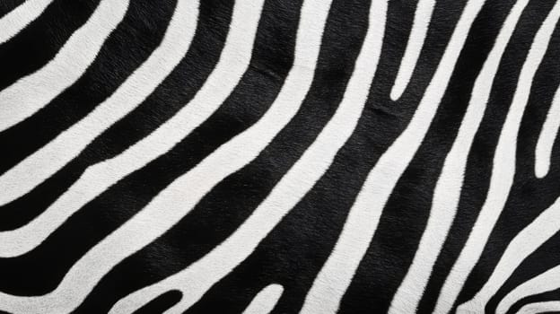 The striking pattern of black and white stripes is prominently displayed on a zebra's coat, emphasizing the unique texture and design of the animal. Sunlight enhances the clarity of the stripes.