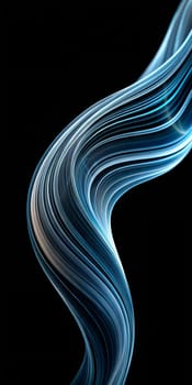 Curving lines of vibrant blue flow gracefully against a dark backdrop, evoking feelings of calmness and harmony in an abstract composition.