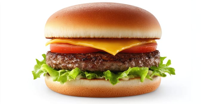 Minimalistic hamburger on white background for food design and menu concepts.