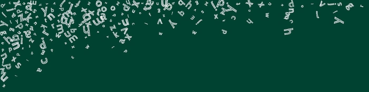 Scattered letters of latin alphabet. Colorful childish floating characters of English language. Foreign languages study concept. Back to school banner .