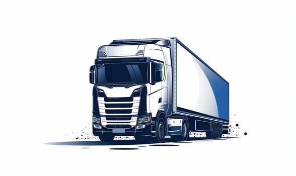 Truck on white background, cargo transportation concept. Selective focus.