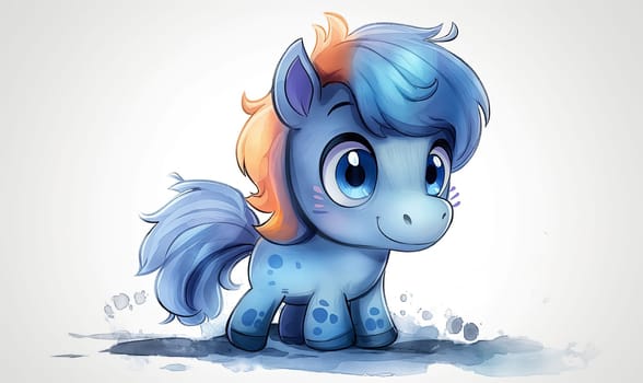 Illustration of a little horse on a white background. Selective focus.