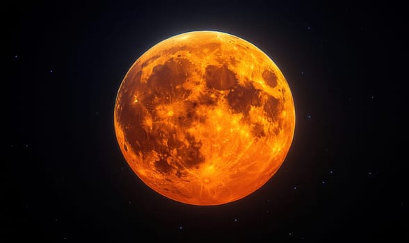 Fantastic supermoon on a dark sky background. Selective focus.