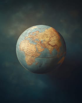 3D globe on a blurred background. Selective focus.