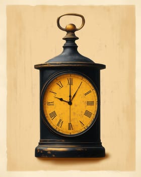 Clock on an abstract background, emphasizing the passage of time and retro design. Selective focus.