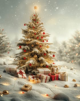 A greeting Christmas card with the text Merry Christmas. Selective focus.