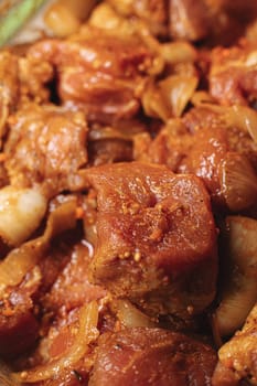 pork kebab is delicious and juicy, beautiful food photo.