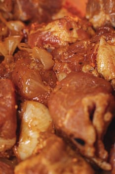 pork kebab is delicious and juicy, beautiful food photo.