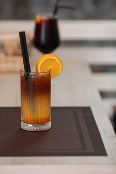 non-alcoholic cocktails are on the table, a beautiful photo of a drink from the restaurant.