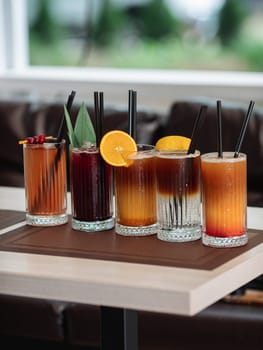 non-alcoholic cocktails are on the table, a beautiful photo of a drink from the restaurant.