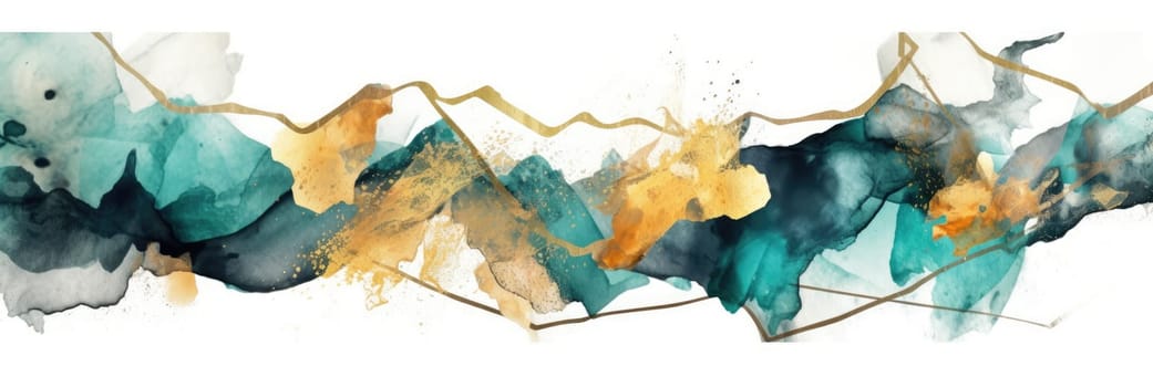 Abstract watercolor artwork mixed with buzzy geometric shapes for background of social media banner generative AI image