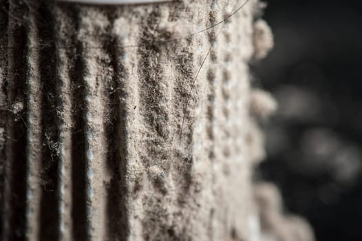 closeup common household dust on HEPA (High efficiency particulate air) filter from the vacuum cleaner.