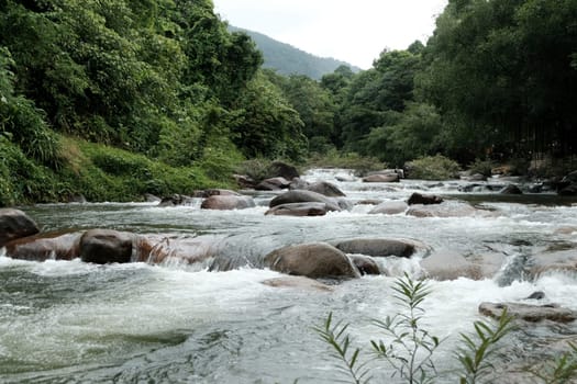 Beautiful waterfall trough the rocks in Chanthaburi province, Thailand.