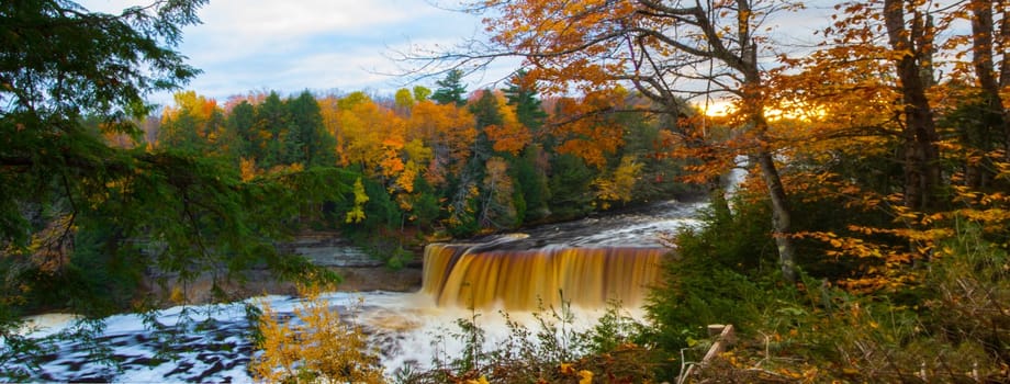 View of Upper Tahquamenon Falls in Autumn, Michigan
