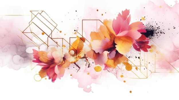 Watercolor abstract design for background of wedding or buzzy social media banner on white background generative AI