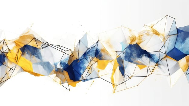 Abstract watercolor artwork mixed with buzzy geometric shapes for background of social media banner generative AI image