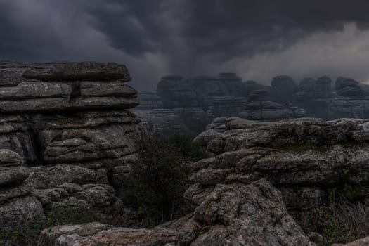 Photo of dark view of the Torcal de Antequera natural park