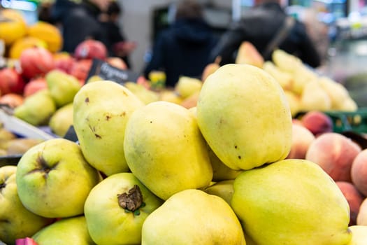 market closeup agriculture ripe organic healthy background diet nature quince nutrition raw food