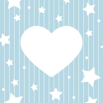 Editable background with a heart in the center for text, photography or illustration, and stars for congratulations, cards, banners and creative designs. Flat style