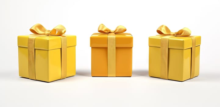 Set of colorful gift boxes with ribbons for Christmas holidays or commercial event. Generated AI