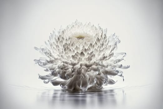 Flower in splashing water. Floral freshness concept with water drops for cosmetic, moisture and self-care packaging. Generated AI