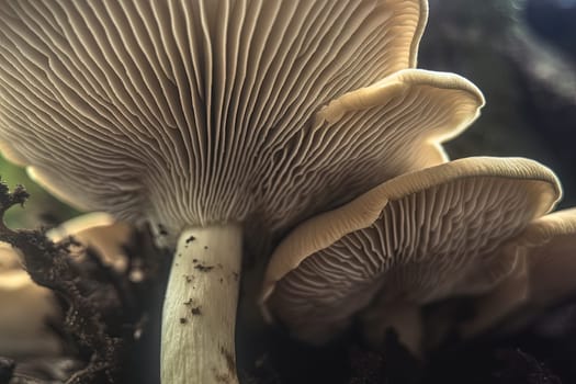 Abstract boletus mushroom. Big fungus with mushroom plates close up image. Generated AI