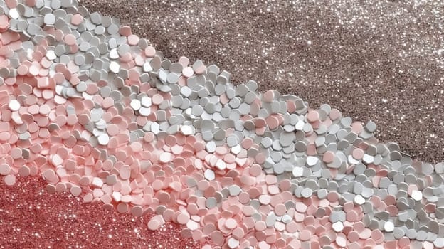 Abstract shiny background with pink glitter. Scattered confetti sparkles with light rose pastel color. Generated AI