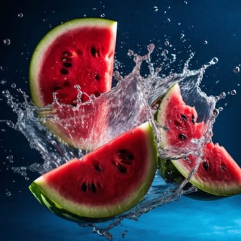 Slices of juicy ripe watermelon in water. High quality photo