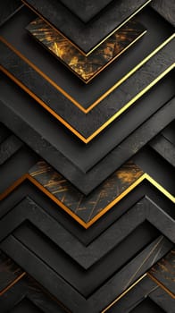 Dramatic angles and textures highlighted by golden accents create a striking abstract geometric pattern