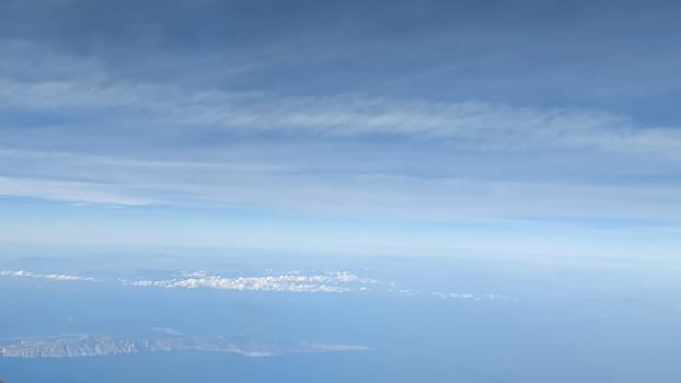 background blue sky white clouds, air atmosphere weather nature. High quality photo