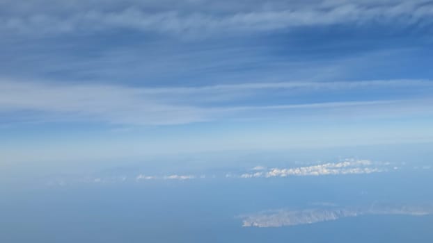 background blue sky white clouds, air atmosphere weather nature. High quality photo