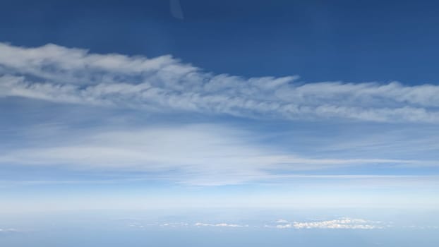 background blue sky white clouds, air atmosphere weather nature. High quality photo