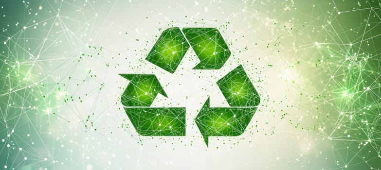 Recycling symbol formed by network representing global environmental conservation efforts and sustainable practices