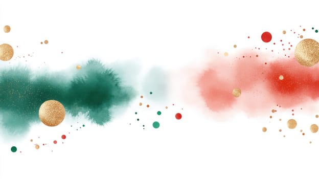 Abstract watercolor brush strokes in festive colors create joyful atmosphere.