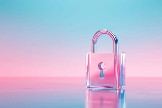 Digital padlock with abstract futuristic elements, glowing in vibrant colors.
