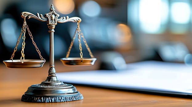 decorative scale symbolizing justice and law in professional setting.